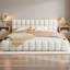 Lit plateforme tapissier avec coutures et soutien solide-123034878