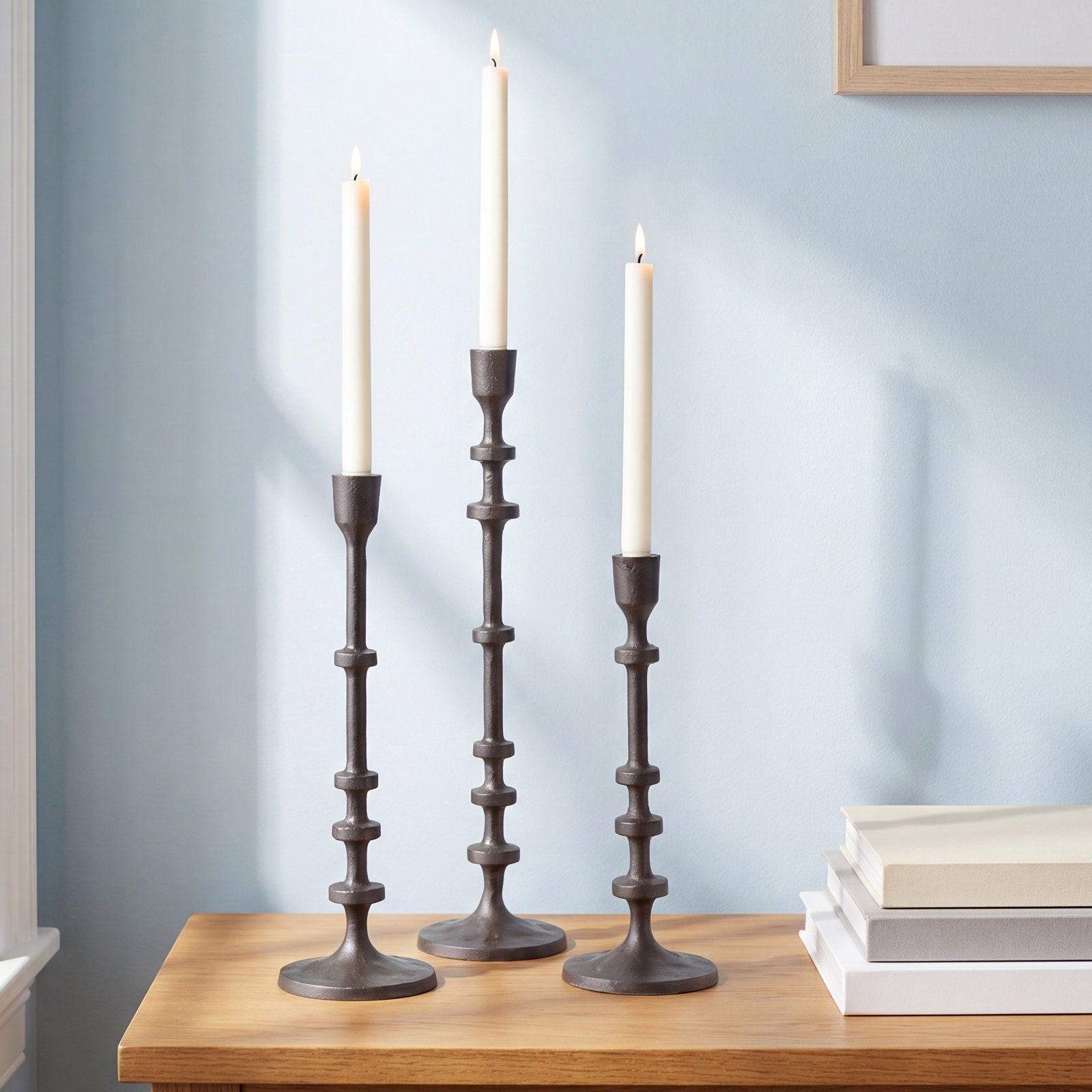 3-Piece Taper Candlestick Set, Black