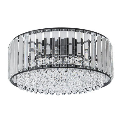 3-Light Round Crystal Flush Mount