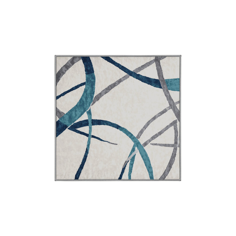 Machine Washable Gray Area Rug, Square 4'