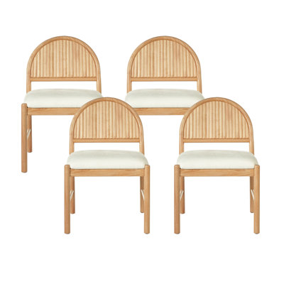 Chaise rembourrée Verona Organic Modern avec dossier cannelé et structure en bois d'hévéa massif pour la cuisine et la salle à manger