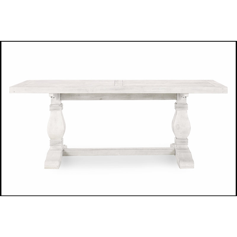 Table de salle à manger Caleb de 78 pouces ivoire vieilli, charme rustique et élégance moderne pour les réunions de famille et les réceptions.