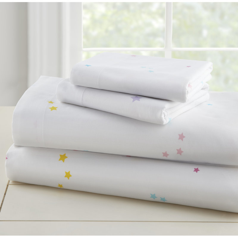 White Cotton Unicorn Print Toddler Sheet Set