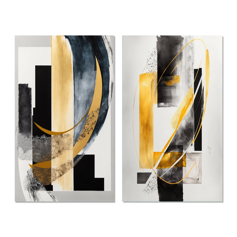 «Glam Deco Abstract», 2 pièces sur toile, H 40 po x l 40 po, Toile tendue