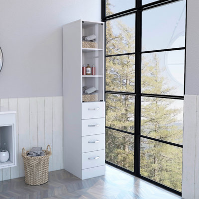 Linen Cabinet Artic, Three Shelves, Single Door, White Finish