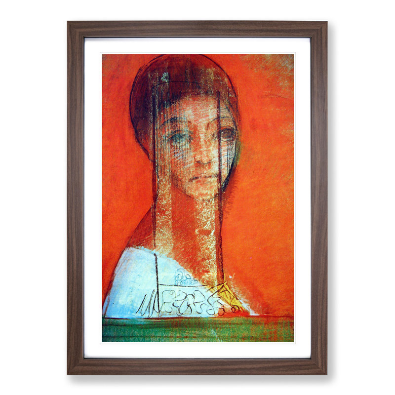 Veiled Woman by Odilon Redon - Picture Frame Painting, Walnut Framed, 48cm H x 36cm W x 2cm D