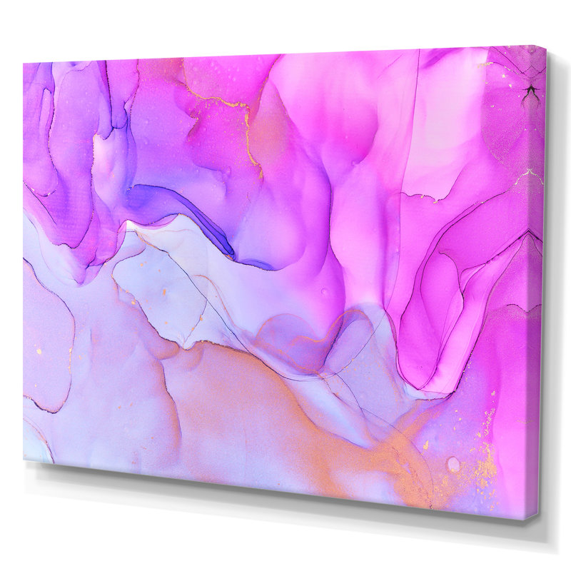 «Pink Tender Blue Ink Clouds», reproduction sur toile, H 40 po x l 60 po x P 1,5 po, Toile tendue