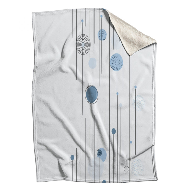 Circles Fleece Throw Blanket - Abstract Throws for Sofas or Beds, 51in W x 60in H