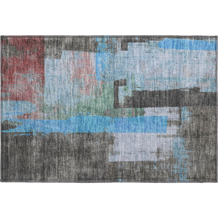 Premium Machine Washable Otte AMF1779 Blocks Rug