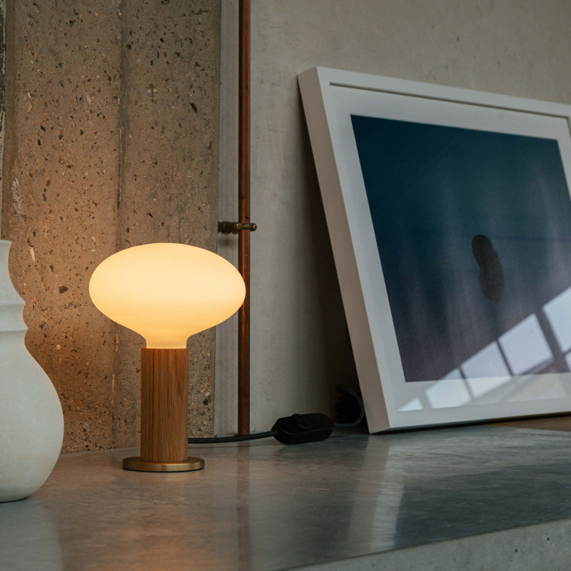 Knuckle Table Lamp In Walnut + Oval, Brown