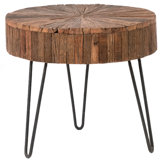 Guidan Reclaimed Acacia Wood End Table, Antique Brown