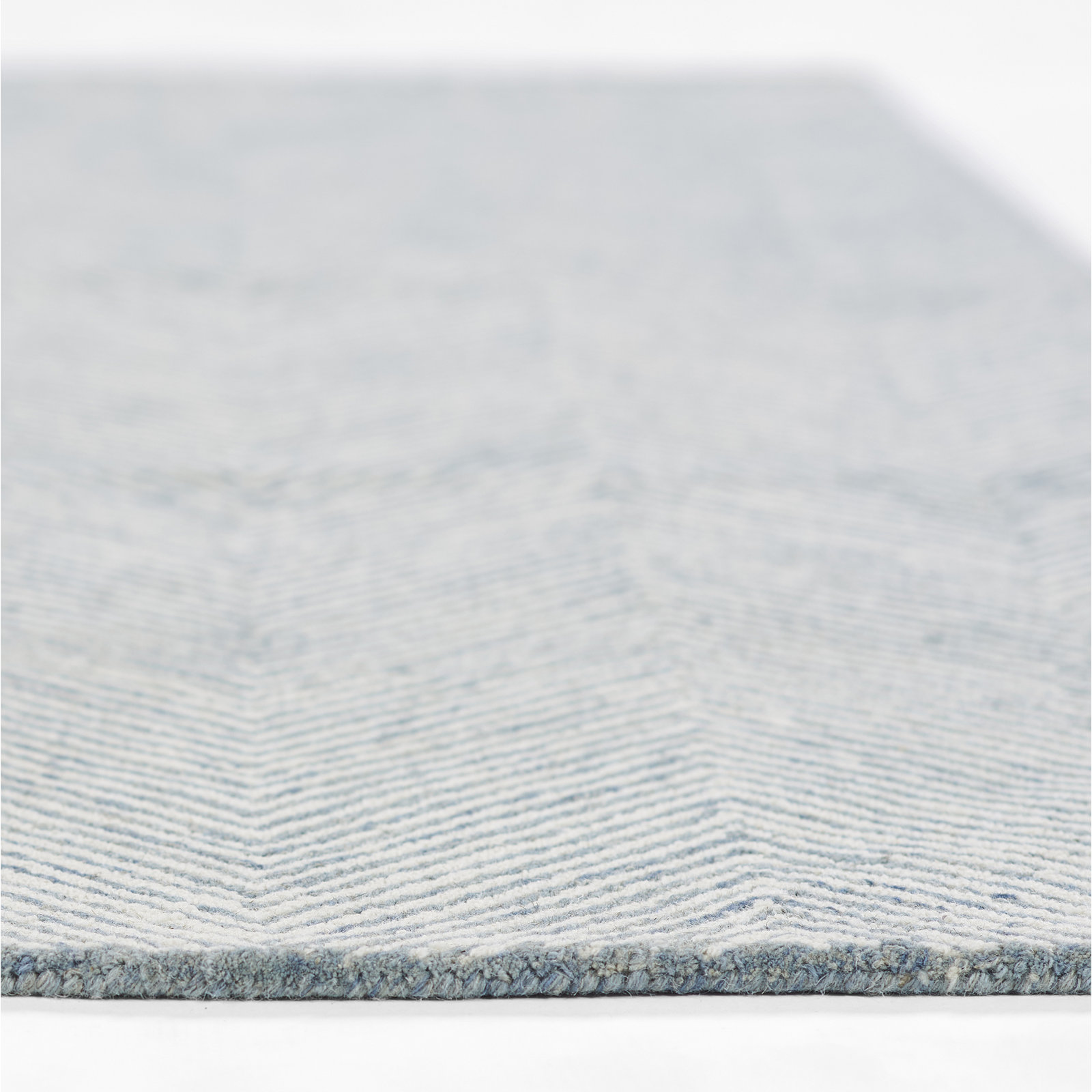 Wheaton Blue Beige Hand-Tufted Wool Chevron Rug, Runner 2'3" x 8'