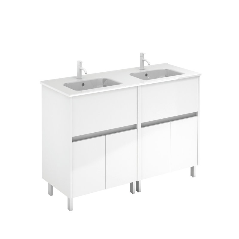 Ensemble de meuble-lavabo double mural 48 po, Blanc