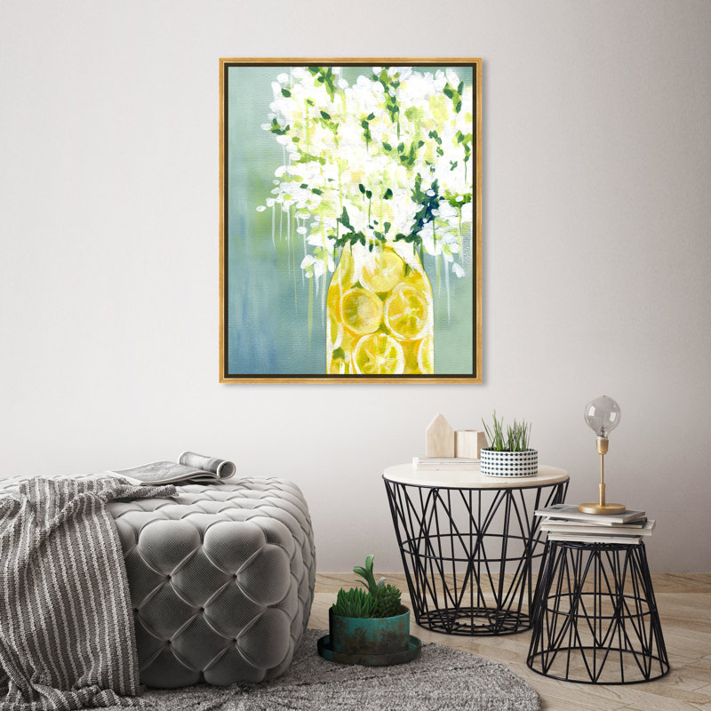 Limoncello - peinture sur toile, H 20 po x l 17 po, Encadrement doré