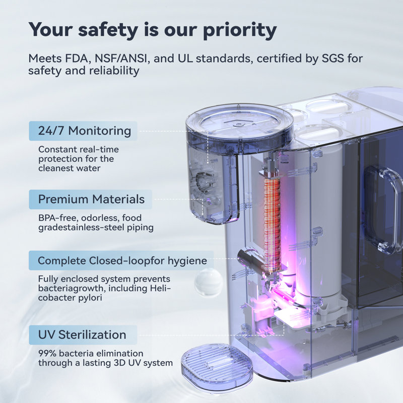 Système de minéralisation de l'eau par osmose inversée NatureFlow F40 comptoir - avec activation de minéraux naturels, filtration par osmose inverse en 10 étapes, filtration de l'eau alcaline, rapport pur / drain 4: 1 et système d'OI à 5 températures