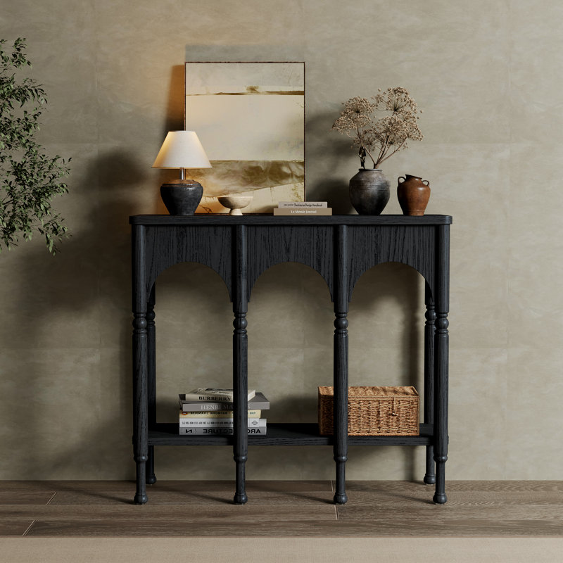 Console noire en bois massif pré-assemblée