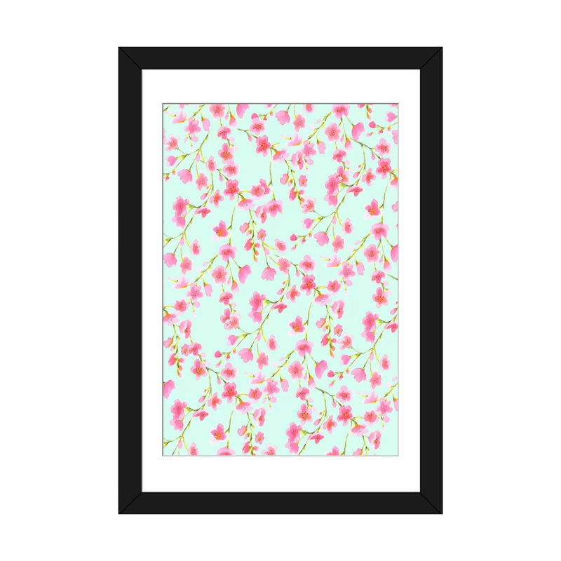 « cerise fleur menthe », reproduction sur toile, H 32 po x l 24 po x P 1 po, Toile tendue, Blanc