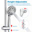 Ensemble de douche à double pommeau haute pression, pommeau de douche effet pluie avec douchette à main, barre de douche coulissante sans perçage de 66 cm, flexible de 1,5 m et inverseur à 3 voies, chromé, robinetterie non incluse-134490935