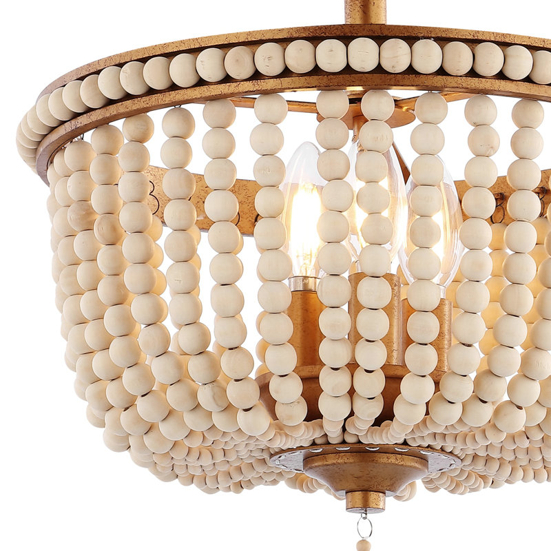 Plafonnier semi-encastré 3 lumières 14 po Norcott, Or antique