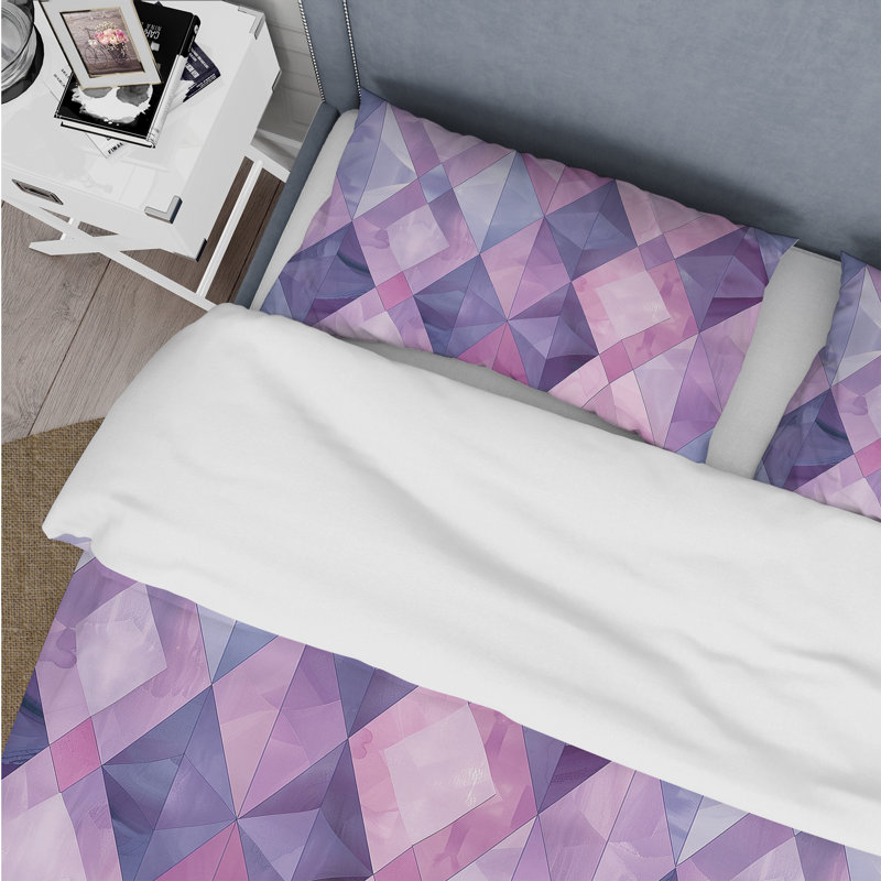 Ensemble de housse de couette mauve Mid-Century Rhombus, Housse de couette très grand et 2 très grandes t