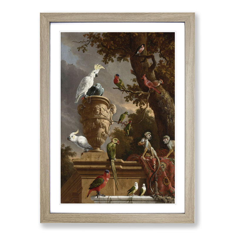 Menagerie by Melchior D'Hondecoeter - Picture Frame Painting, Oak Framed, 36cm H x 27cm W x 2cm D