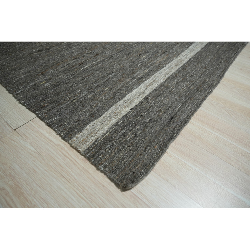 Liyat Gray Flatweave Wool Area Rug, Rectangle 9' x 12'