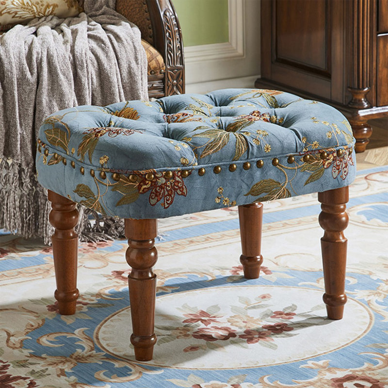 Banc rembourré bleu noisette