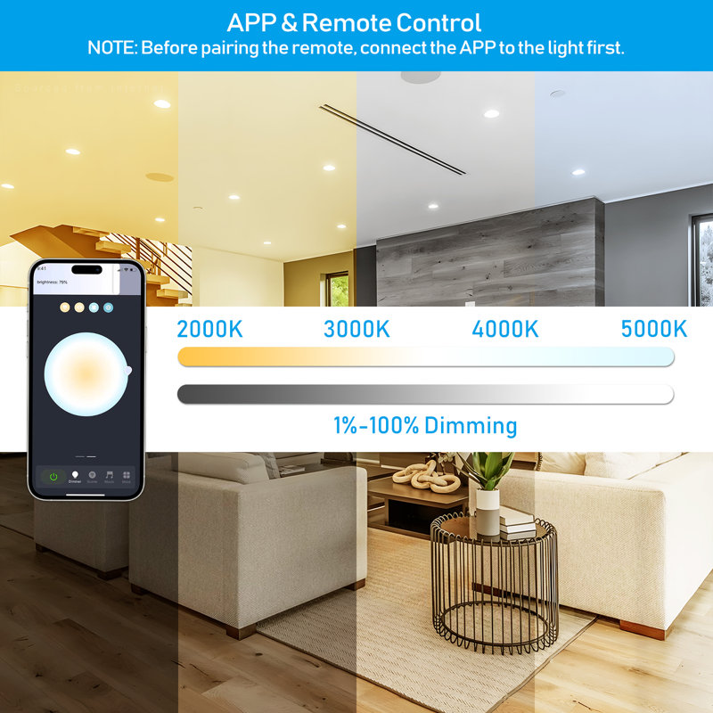 4 Inch Smart Recessed Light, Color Changing Rgbcw, Voice Control