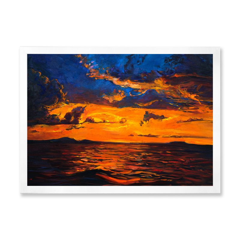 Mistik Sunset Ocena - reproduction d'art sur toile, Cadre photo blanc, H 24 po x l 36 po x P 1 po