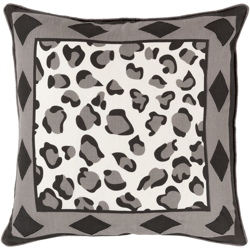 Josephine Linen Pillow Cover, 18" x 18", Black/Taupe