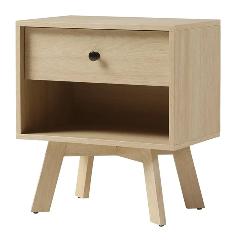 Pattmon 1-Drawer Nightstand with Storage Cubby, Coastal Oak