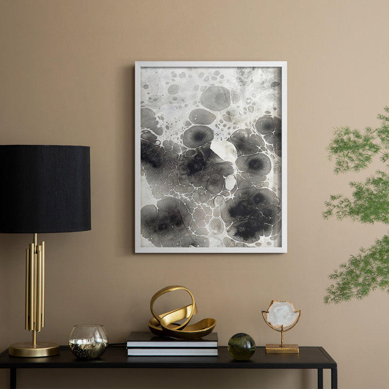 Marbling X Framed Print - Solid Wood, 11" H x 9" W, White
