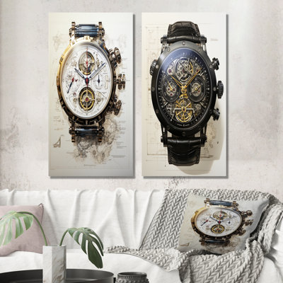 Luxe - Montres, ensemble de 2 reproductions d'art mural en métal