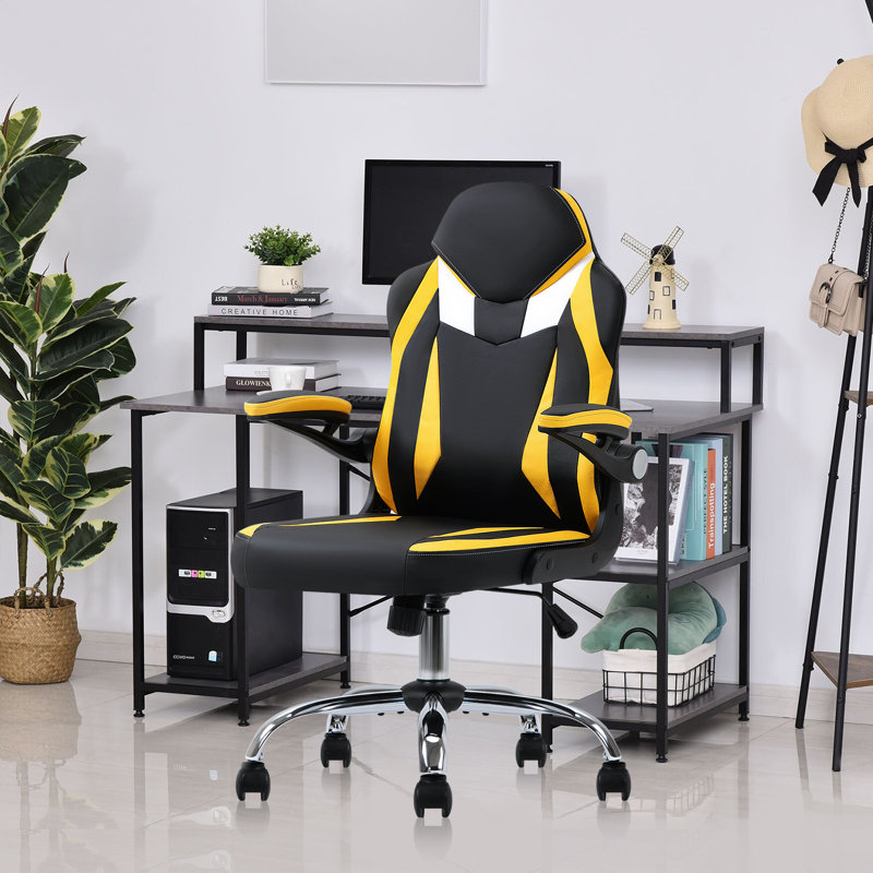 PC et chaise de course, Noir / Jaune