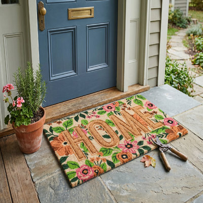 Embossed Coir Door Mat Floral - Home