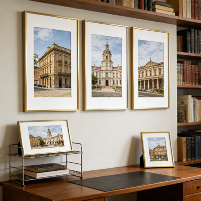 Premium Panoramic Picture Frame Set Of 3 With Tempered Glass And Mat, 13.5X40 Bronze Metal Poster Frames, Includes Wall Mounting Hardware For Gallery-Style Display