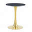 Table de salle à manger ronde à piédestal compacte avec plateau en bois d'ingénierie lisse et charme Mid-Century pour petits appartements-505465302-505465288