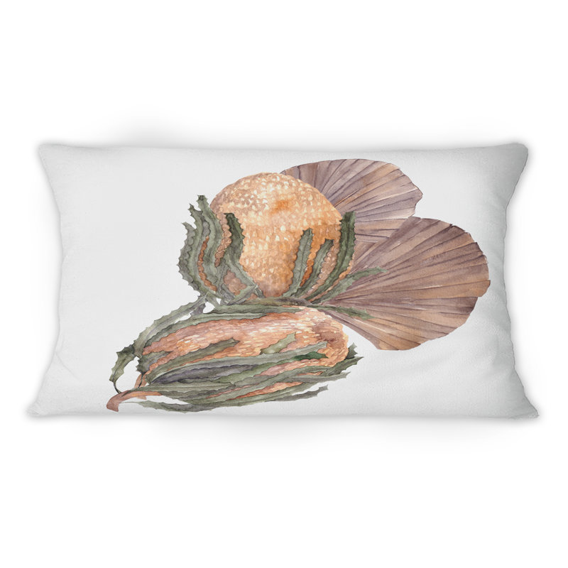 Bouquet de fleurs séchées, feuilles d'herbe de Pampa IV - coussin décoratif traditionnel imprimé 1