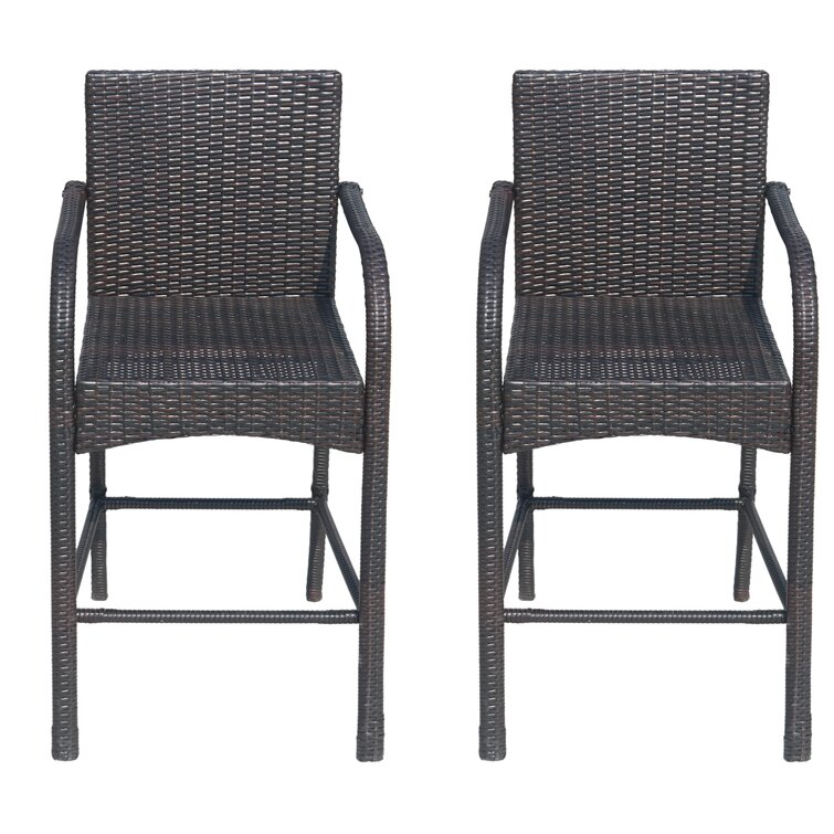 Ebern Designs Rosetta Wicker Outdoor Stool & Reviews | Wayfair