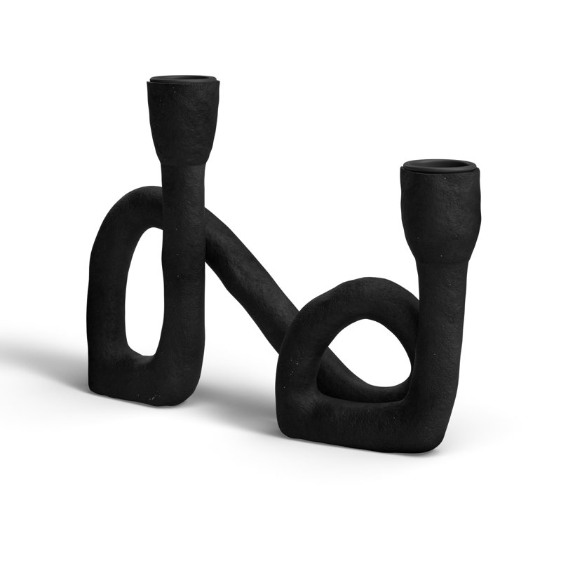 6.5'' H Polyresin Tabletop Candlestick, Black