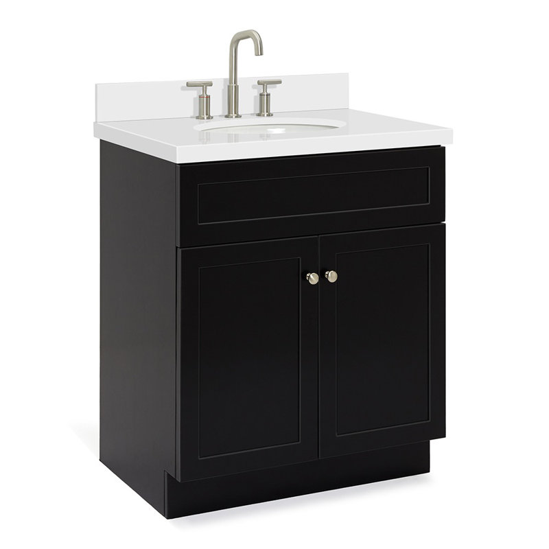 Ensemble de meuble-lavabo simple 31 po avec miroir Abell, Noir