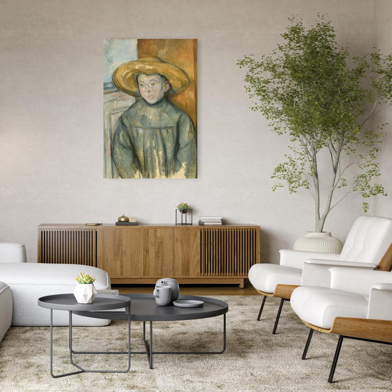 Garçon au chapeau de paille, 1896, impression d'art abstrait contemporain, portrait mural, H 48 po x l 32 po