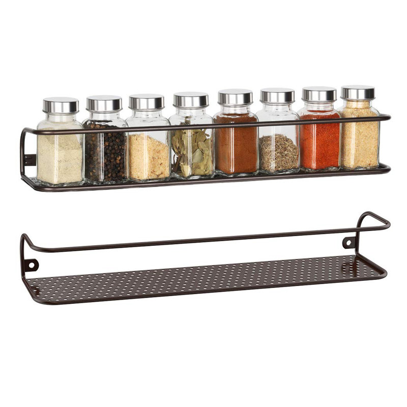 2 Pack Spice Racks Wall Mounted Spice Storage, Brown