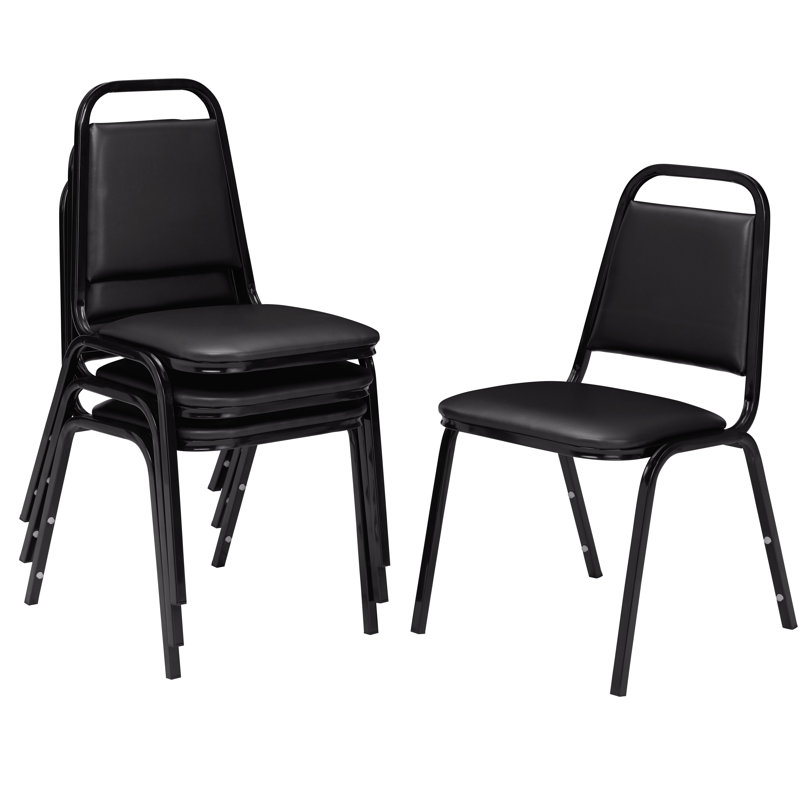 Chaise empilable en vinyle 9100 Series, Noir panthère, 4