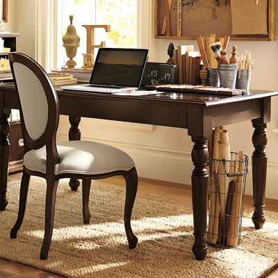 Bureau en bois massif brun foncé de style américain, bureau d'ordinateur pour la chambre à coucher et la baie vitrée, bureau d'écriture