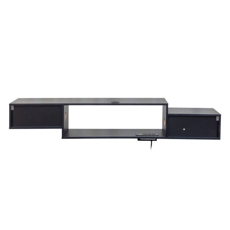Support mural pour téléviseur flottant mural avec 20 fentes de couleur et de charge, 66,5 po, pour téléviseurs de 50 à 59 po, support et support noir de 66,5 po, peu encombrant, convient