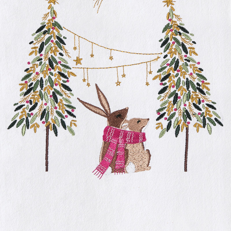 Serviette botanique lapins au clair de lune