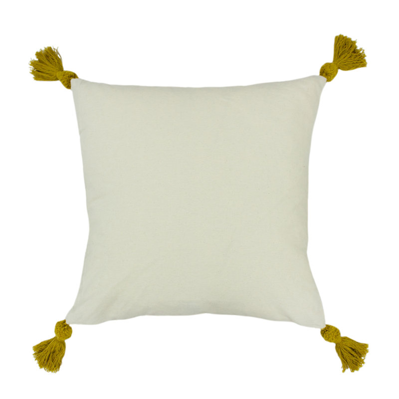 Geometric Square Cushion, Polyester/Polyfill, Ochre