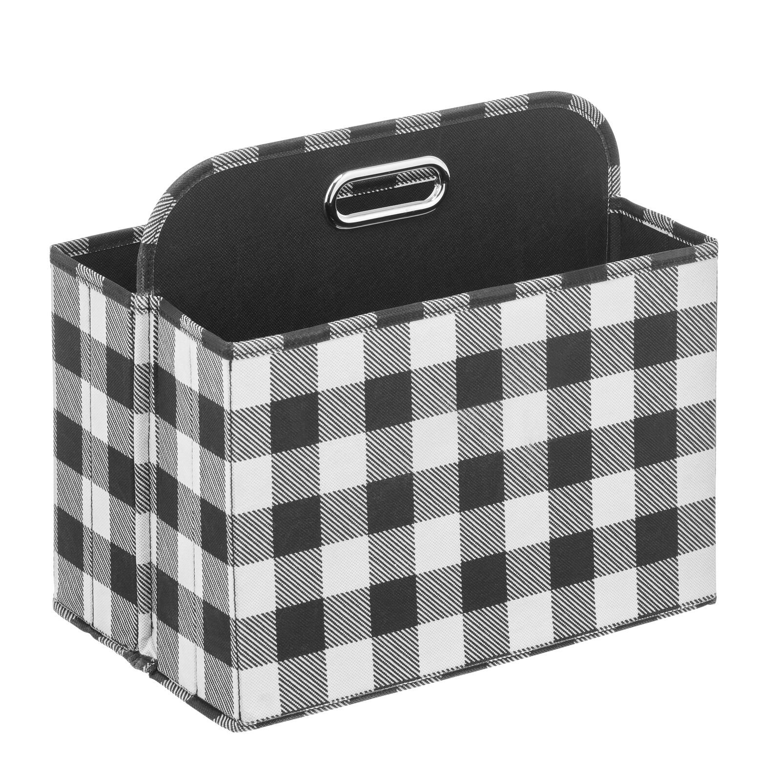 mDesign Holiday Storage Box for Gift Wrapping/Bows, Buffalo Plaid Black