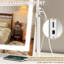 Miroir de salle de bain lumineux avec grossissement 10X, gradation tactile intelligente 3 modes de couleur, rotation à 360 °, port de charge USB, support de commode, parfait pour le maquillage et les cadeaux